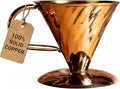 Copper Pour Over Coffee Dripper 0.35L Single Cup Manual Brewer Reusable Metal Filter Cone for Cafe Quality Brew Premium Handcrafted Drip Maker