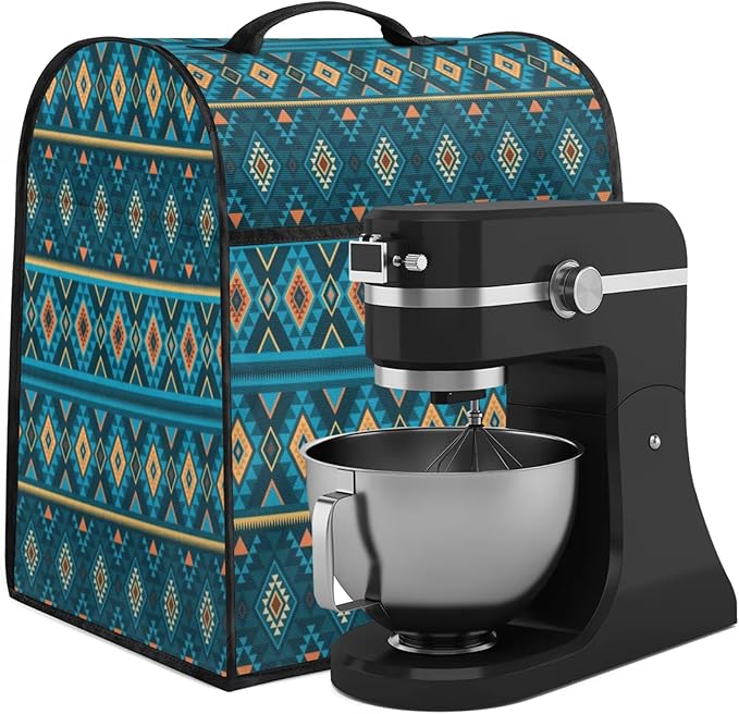 Kitchen Aid Mixer Cover Mandala Ethnic Geometry Stand Mixer Cover Compatible with 6-8 Quarts Stand Mixers Dust Covers with Zipper Pocket Foldable Washable Kitchen Aid Organizer Bag