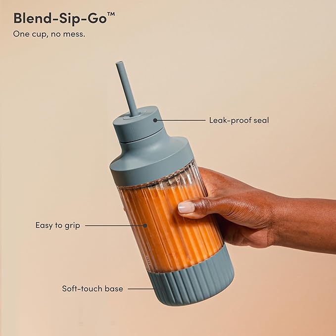 The Beast Mini Blender | Mini Countertop Kitchen Blender | Blend Smoothies and Shakes Dressings Sauces Dips | Straw Cap and Straws Included | 600W (Mist)