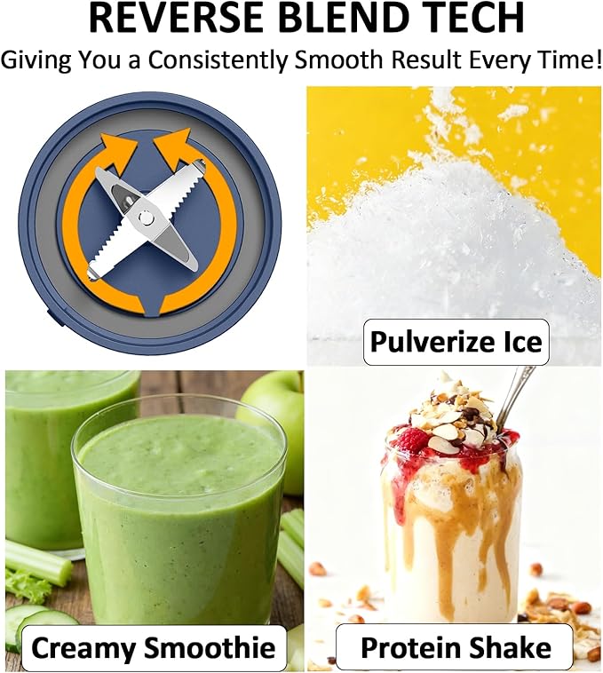 Portable Blender Cordless Personal Blender for Smoothie with Ice Crushing Blades 18oz Auto Reverse Blending for Smoothie Shake Frozen Fruit