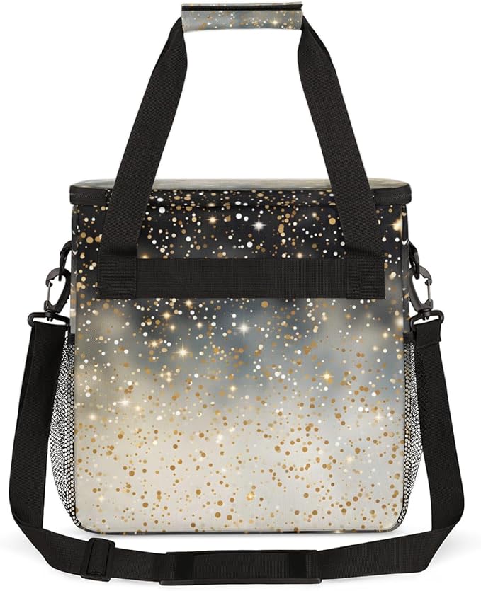 Glitter Coffee Maker Carrying Bag Black Gold Neon Travel Storage Bag Compatible with K-Mini or K-Mini Plus Single Serve Coffee Brewer Carrying Case with Multiple Pockets &amp Shoulder Strap