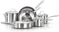 Calphalon Classic Stainless Steel Cookware Set 10-Piece Impact-Bonded Aluminum Base Stay-Cool Handles Oven Safe 450F Silver