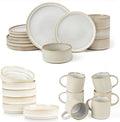 Famiware Dinnerware Set for 4 (12 Piece) and Coffee Mug Set for 6 (12 oz) - Cappuccino White