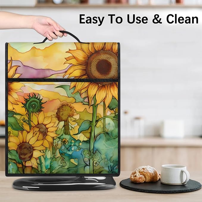 cfpolar Kitchen Aid Mixer Cover Compatible with 6-8 Quarts Watercolor Sunflower Plant Stand Mixer Cover Kitchen Aid Mixers Accessories Appliance Organizer Bag Dust Covers with Zipper Pocket