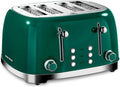 Roter Mond 4 Slice Toaster Retro Stainless Steel with Bagel Defrost Cancel Function 6 Browning Settings Extre Wide Slot and Removable Crumb Tray Green ST033