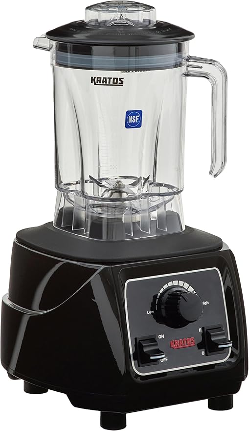 Kratos Commercial 3.5 HP Variable Speed Blender Pulse Feature 48 oz. Jar 120V 1800W NEMA 5-15P Plug Black Countertop Professional Blender (29B-006)