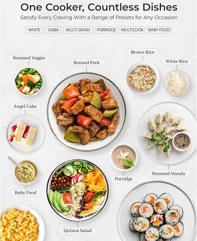 Rice Cooker - 6-Cup (Uncooked) Micom Rice Cooker | 13 Menu Options: Quinoa Oatmeal Brown Rice &amp More Touch-Screen Nonstick Inner Pot | White