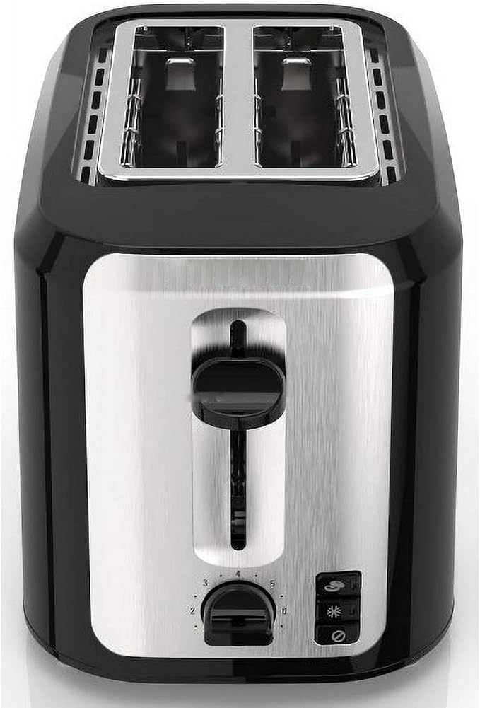2-Slots Bread Toaster with Extra Wide Slots Multiple Toast Settings Removable Crumb Tray Black and Stainless Steel Finish