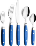 ANNOVA Silverware Set Retro/Rivet Colorful Stainless Steel Tableware Kitchen Flatware Set Utensils Includes Dinner Knives Forks Spoons Salad Forks &amp Dessert Spoons (Sapphire Blue 20 Pieces)