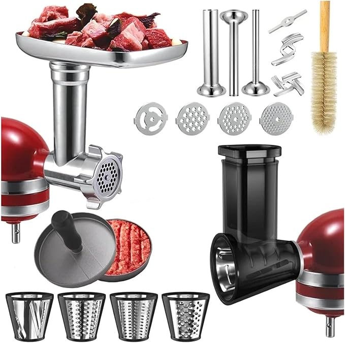 Compatible for KitchenAid A Metal Food Mincing Accessory for Chef's Machines Integrating Mincing and Sausage Stuffing Functions with Excellent Quality