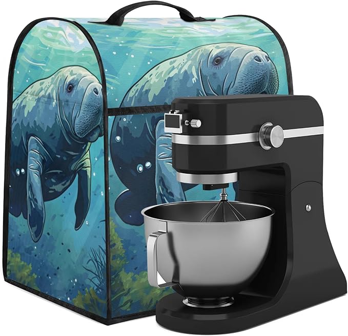 cfpolar Kitchen Aid Mixer Cover Compatible with 6-8 Quarts Manatee Under Water Stand Mixer Cover Kitchen Aid Mixers Accessories Appliance Organizer Bag Dust Covers with Zipper Pocket