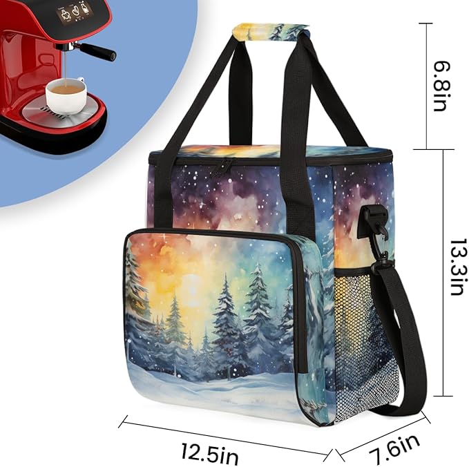 Abstract Tree Coffee Maker Carrying Bag Cartoon Tree Travel Storage Bag Compatible with K-Mini or K-Mini Plus Single Serve Coffee Brewer Carrying Case with Multiple Pockets &amp Shoulder Strap
