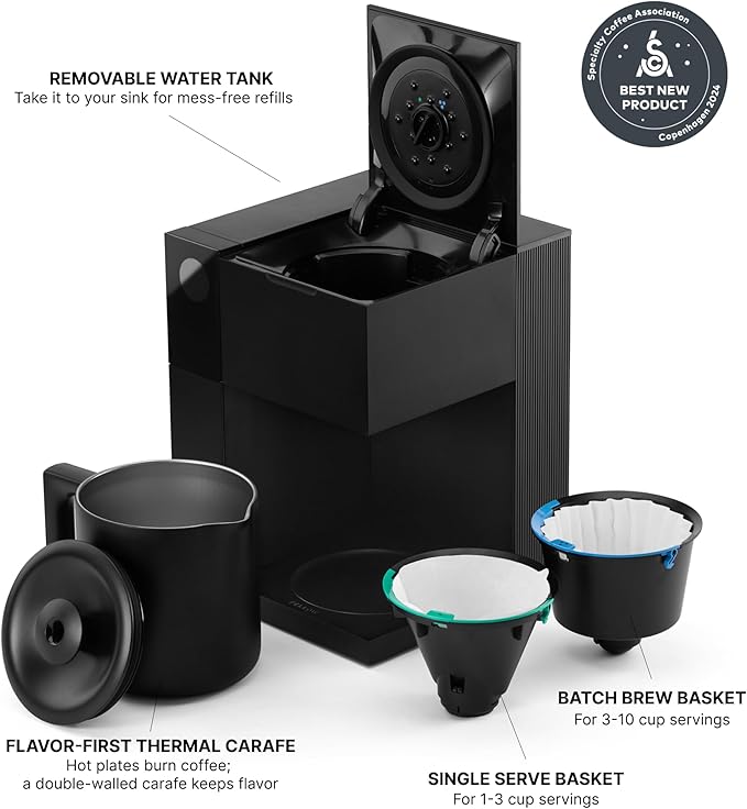 Fellow Aiden Precision Coffee Maker – 10-Cup Thermal Carafe Programmable Drip Coffee Machine Single Serve &amp Batch Brew Adjustable Brew Strength Removable Water Tank Matte Black