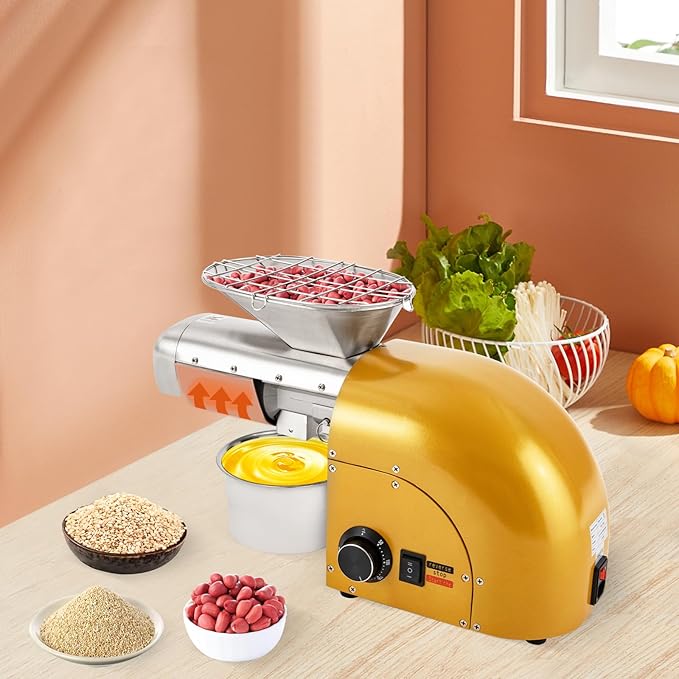 1800W Oil Press Machine Cold &amp Hot Press Stainless Steel Nut &amp Seed Extractor with 300°C Control Low Noise Copper Motor Countertop Expeller for Peanut Sunflower Walnut Soybean Avocado