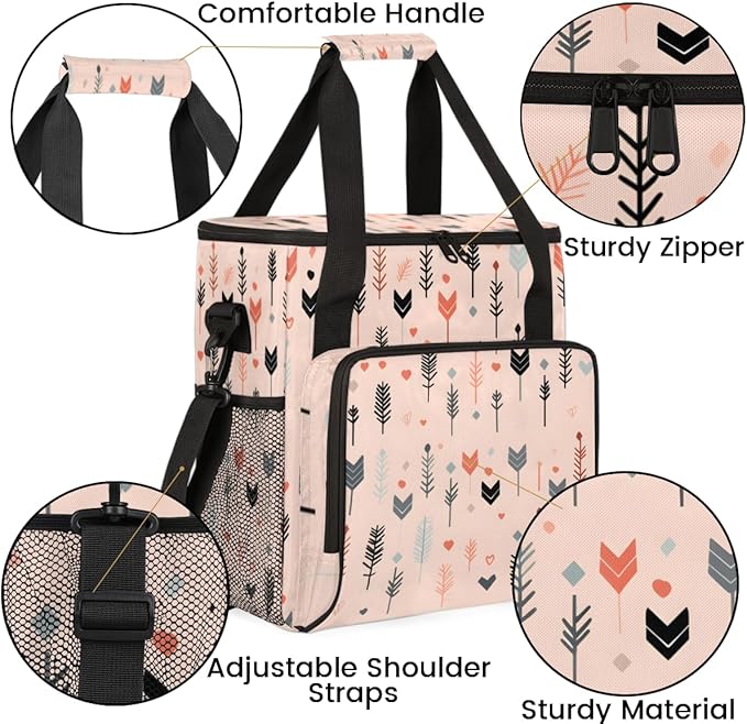 Aztec Feather Coffee Maker Carrying Bag Portable Travel Storage Tote Bag Compatible with K-Mini or K-Mini Plus Single Serve Coffee Brewer Carrying Case with Multiple Pockets &amp Shoulder Strap
