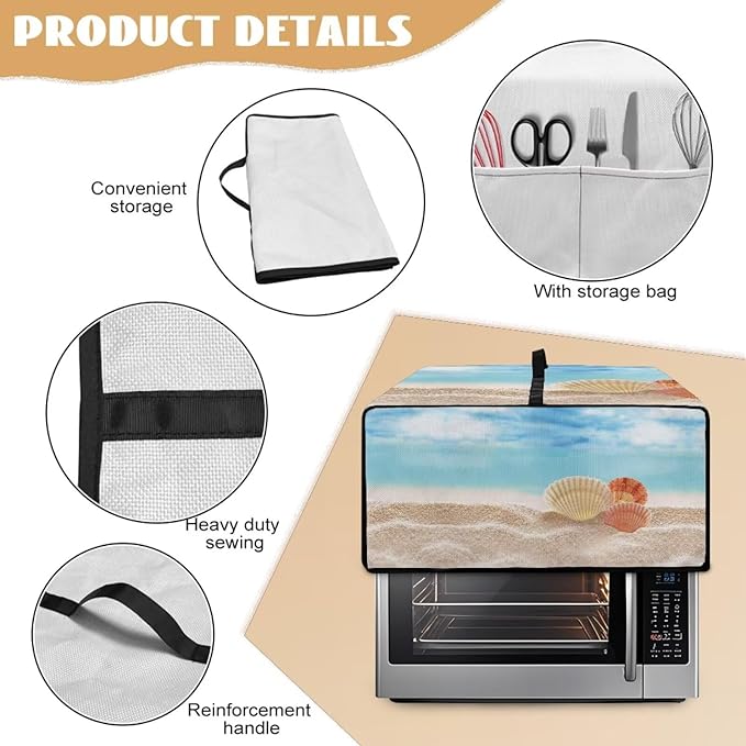 Toaster Oven Heat-Resistant Modern Toaster Oven Heavy Duty Microwave Cover with Storage Side Pockets Protects from Appliances Spills Stain Shell