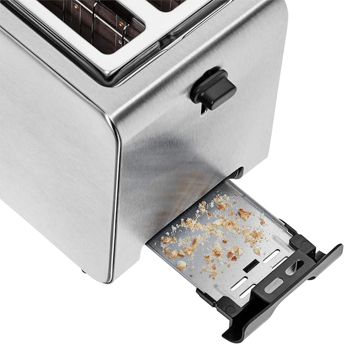 WMF Stelio Two Slice Toaster Stainless Steel Double Slot Toaster with Roll Attachment Bagel Function 7 Browning Levels 900 W Stainless Steel Mat