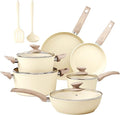 MAISON ARTS Pots and Pans Set Non Stick Kitchen Cookware Sets Nonstick 12 Piece Granite Cooking Pot and Pan for Induction Stovetop Beige