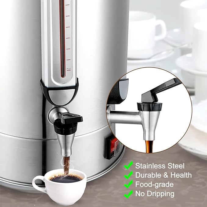 Commercial Coffee Urn 120 Cup Large Coffee Urn 20L Coffee Maker Stainless Steel Double Wall Coffee Percolator 1300W Quick Brew Hot Beverage Dispenser for Events Offices Parties Catering Gathering