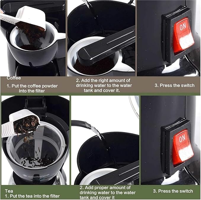JITUIHOM Automatic Drip Coffee Maker - Compact Mini Machine for Home Use Dual Function for &amp Tea Single Cup Brewer