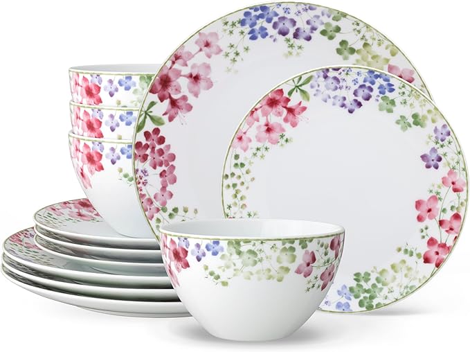 Noritake Bloomington Road Colorful 12-Piece Dinnerware Set Service for 4