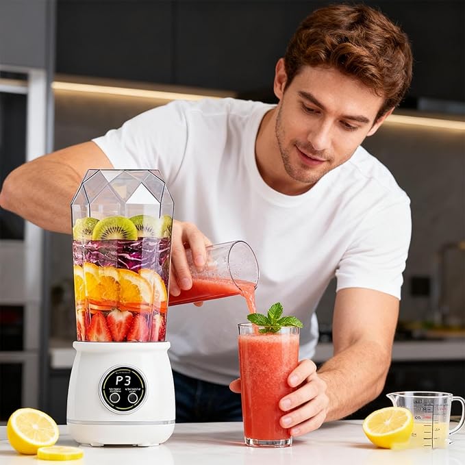 Travel Blender - Compact Cordless Juicer Bottle for Smoothies and Shakes | 550ML Rechargeable Portable Mixer Cup with Leakproof Design Ideal for Fruits Vegetables Gym Office or Outdoor Trips