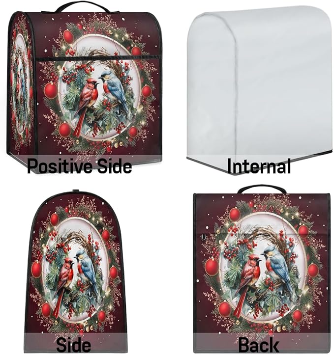 cfpolar Kitchen Aid Mixer Cover Compatible with 6-8 Quarts Christmas Ball Cardinal Stand Mixer Cover Kitchen Aid Mixers Accessories Appliance Organizer Bag Dust Covers with Zipper Pocket