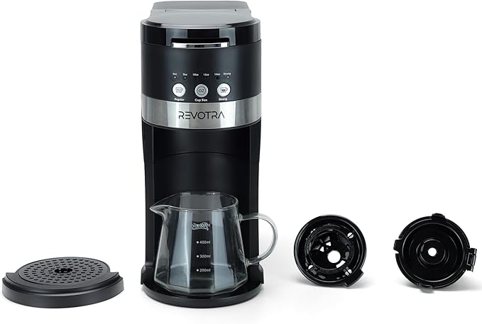 Single Serve Coffee Maker for Pods &amp Ground Coffee 6 to 14oz Brew Sizes Strong Brew Option Fast Brewing Compact Design with Removable 40oz Reservoir Travel Mug Friendly