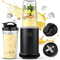 iCucina Smoothie Blender 1000W Personal Blender for Shakes and Smoothies with 2 x 37oz Protable Cups and Lids Single Serve Blenders for Ice Crushing Bean Grinding Frozen Fruit Drinks Black