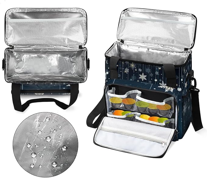 Christmas Snowflakes Coffee Maker Carrying Bag Watercolor Snowflakes Travel Storage Bag Compatible with K-Mini or K-Mini Plus Single Serve Coffee Brewer Carrying Case with Pockets &amp Shoulder Str