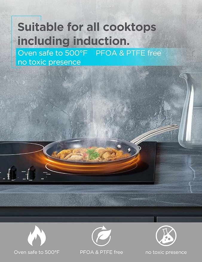 BLACK+DECKER 3-Piece Ceramic Hard Anodized Aluminum Skillet Set Frying Pan Set with Ceramic Non-Stick Coating