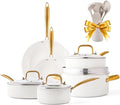Pots and Pans Set - VONIKI Nonstick Granite Cookware Set Gold Kitchen Cookware Sets Non Toxic Cooking Pot Set PFOA Free Oven &amp Dishwasher Safe - Ideal Gift for Home Chefs