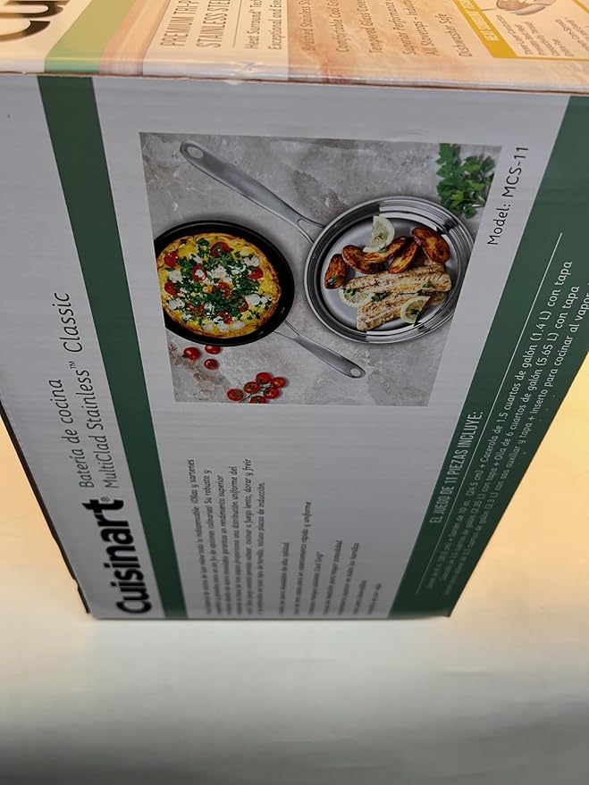 Cuisinart CLASSIC MULTICLAD STAINLESS COOKWARE 11PC SET TRI-PLY CONSTRUCTION 5 QT MCS-11