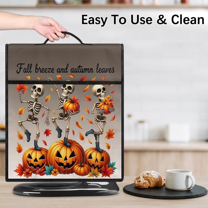 cfpolar Kitchen Aid Mixer Cover Compatible with 6-8 Quarts Fall Skeleton Pumpkin Stand Mixer Cover Kitchen Aid Mixers Accessories Appliance Organizer Bag Dust Covers with Zipper Pocket