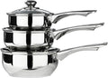 Premier Housewares 3-Piece Pan Set with Glass Lids - Stainless Steel