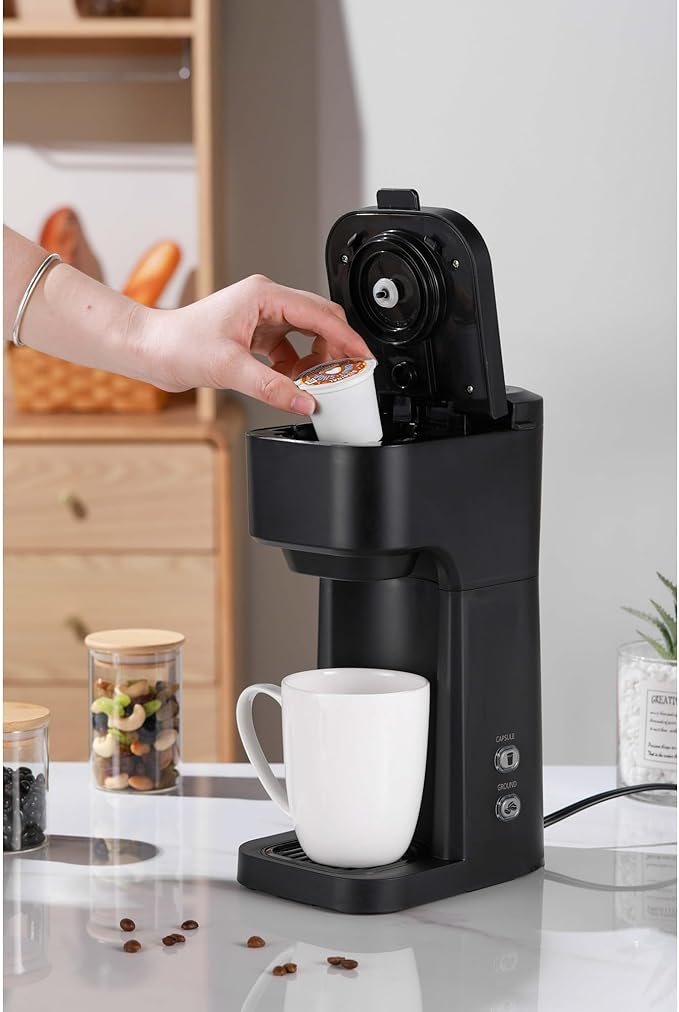 IT'S BRAZILIAN Compact Single Serve Dual Brew Coffee Maker - Fresh Coffee with Ground Coffee or Pods