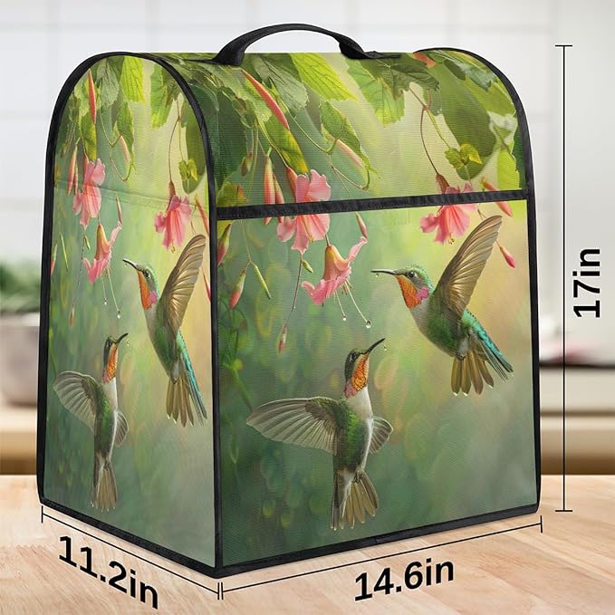 cfpolar Kitchen Aid Mixer Cover Compatible with 6-8 Quarts Hummingbird Flower Leaves Stand Mixer Cover Kitchen Aid Mixers Accessories Appliance Organizer Bag Dust Covers with Zipper Pocket