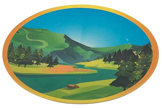 Melange 12-Piece Bamboo Dinnerware Set (Camp Mountains) | Shatter-Proof and Chip-Resistant Bamboo Plates and Bowls | | Dinner Plate Salad Plate &amp Soup Bowl (4 Each)