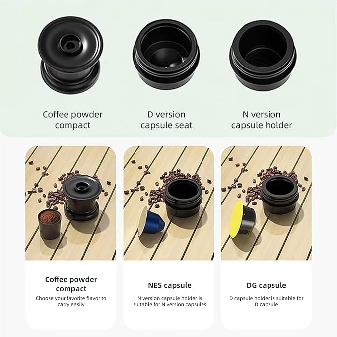 TARSHYRY Portable Electric Coffee Machine 20 Bar Pressure 100W Dual Mode Convenient Handle Rechargeable Travel Coffee Maker for Camping Car Coffee Maker Self Heating (Black)