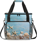Beach Sea Shells Starfish Coffee Maker Travel Bag for Keurig K-Mini/K-Mini Plus Insulated Waterproof Tote with Pockets for K-Cup Portable Single-Serve Brewer Case