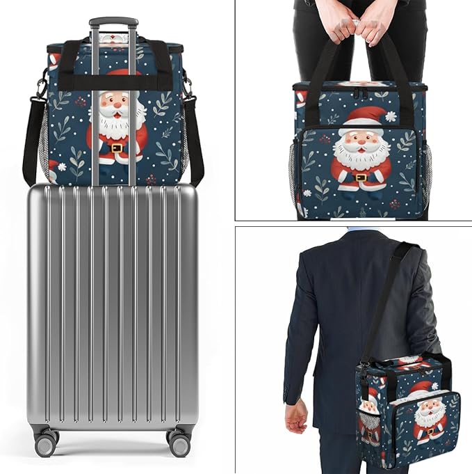 Mystical Santa Claus Coffee Maker Carrying Bag Glitter Santa Claus Travel Storage Bag Compatible with K-Mini or K-Mini Plus Single Serve Coffee Brewer Carrying Case with Pockets &amp Shoulder Strap