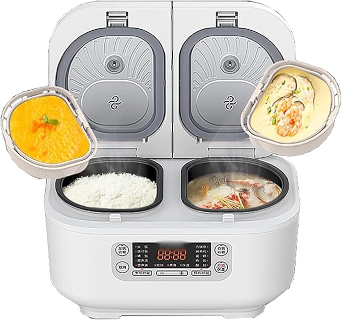 Professional Electric Rice Cooker - 1.5L+1.5L Double Inner Integrated Multi Function 12H Appointment Precise Dual-Sense Temperature Control - Home Kitchen Appliance (White)