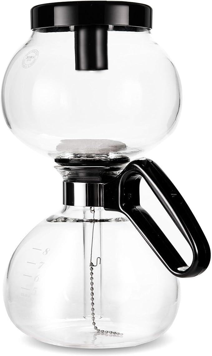 Yama Glass 8-Cup Stovetop Siphon Coffee Maker 24 Oz Vacuum Brew Heat-Resistant Borosilicate Glass