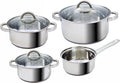 Switzerland 7 Stainless Steel AISI 430 7-Piece Cookware Set with Tempered Glass Lids with Valve - Suitable for Gas Electric Ceramic and Induction Cookers
