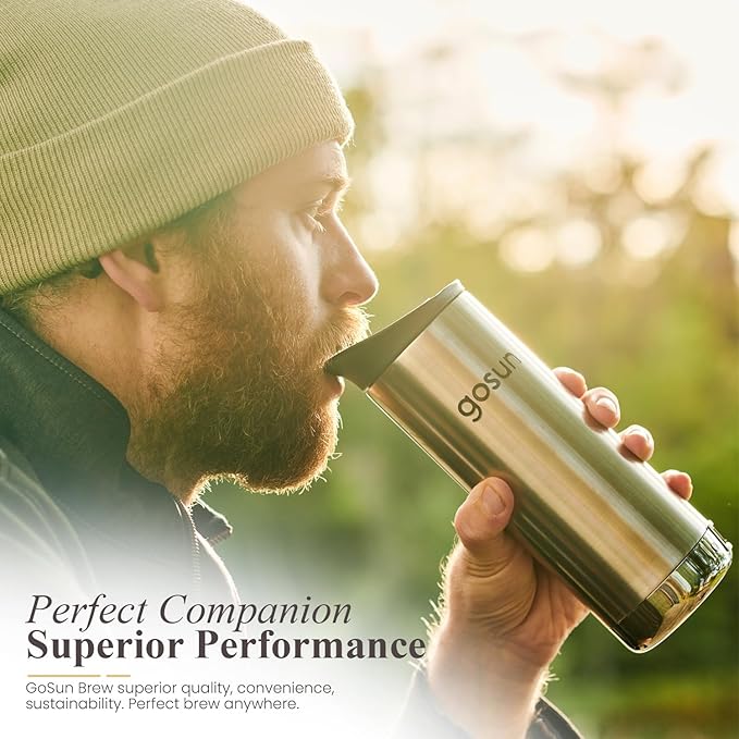 GOSUN Brew Travel Coffee Maker Thermo-Seal Insulated Double Wall Travel Mug Black
