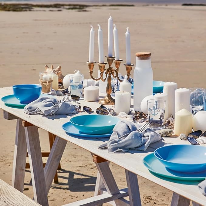 Luminarc Diwali Turquoise Opal Dinnerware Set 18 Pieces – 6 People Opal Suitable Microwave Safe Fridge Stackable