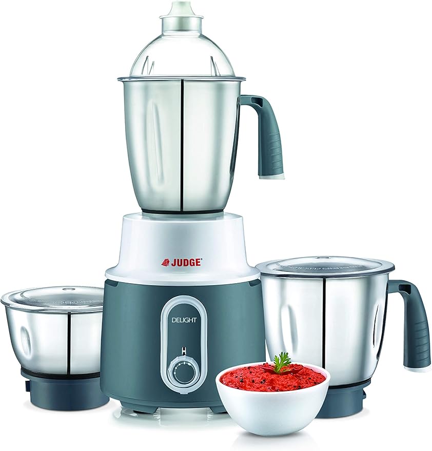 Judge Delight Wet/Dry 3-Jar Mixer Grinder Powerful 750 Watts Motor Stainless Steel Blades and Jars Modern Elegant Design 110v for USA