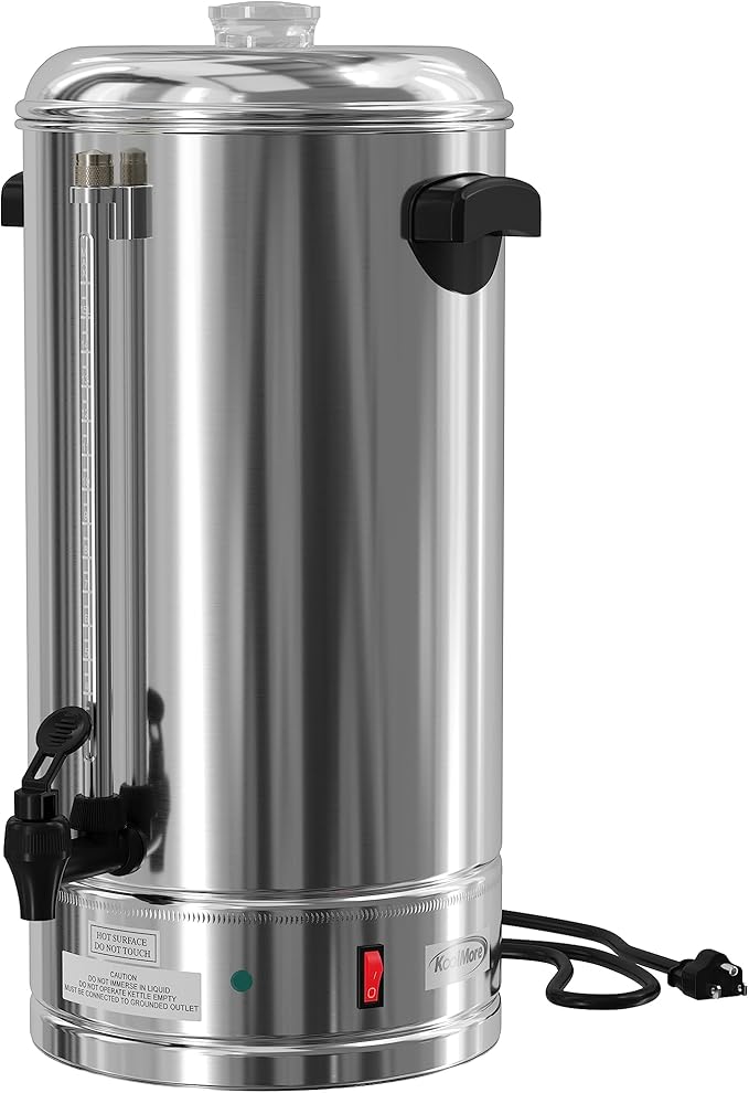 KoolMore Electric Percolator Coffee Maker 100-Cup 500 oz. Pot in Stainless Steel with Double Wall Insulation for Office Breakrooms Catering and Events and Dripless Faucet (KM-CCP100)