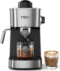 HBN Espresso Machine 3.5Bar Cappuccino &amp Latte Maker 2-4 Cup Stainless Steel Coffee Machine with Milk Frother 800W Espresso Machine Maker with Steamer Compact Coffee Maker for Home and Office