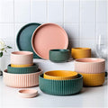 Dinnerware Sets - Luxury Gift Dishes Service Set 24-Piece Dinnerware Sets Nordic Creative Plate and Bowl Sets Candy-Colored Ceramic Dishware Sets Combination Dinner Plates Set of 6
